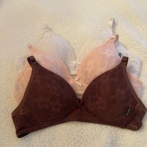 dELiA*s Lace Bralette Set - Brown, Pink, White